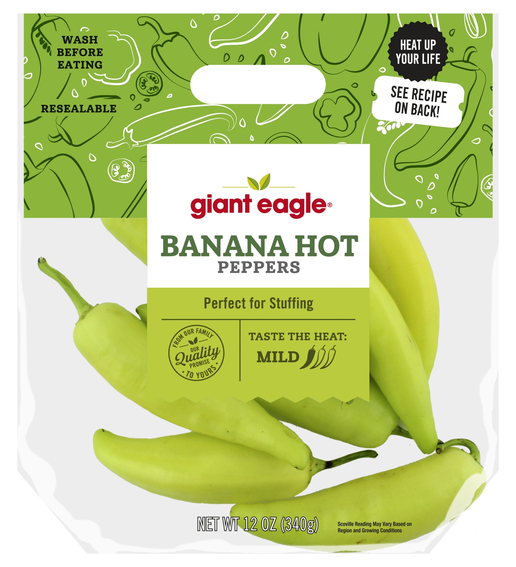 slide 1 of 1, Giant Eagle Peppers, Banana Hot, 12 oz
