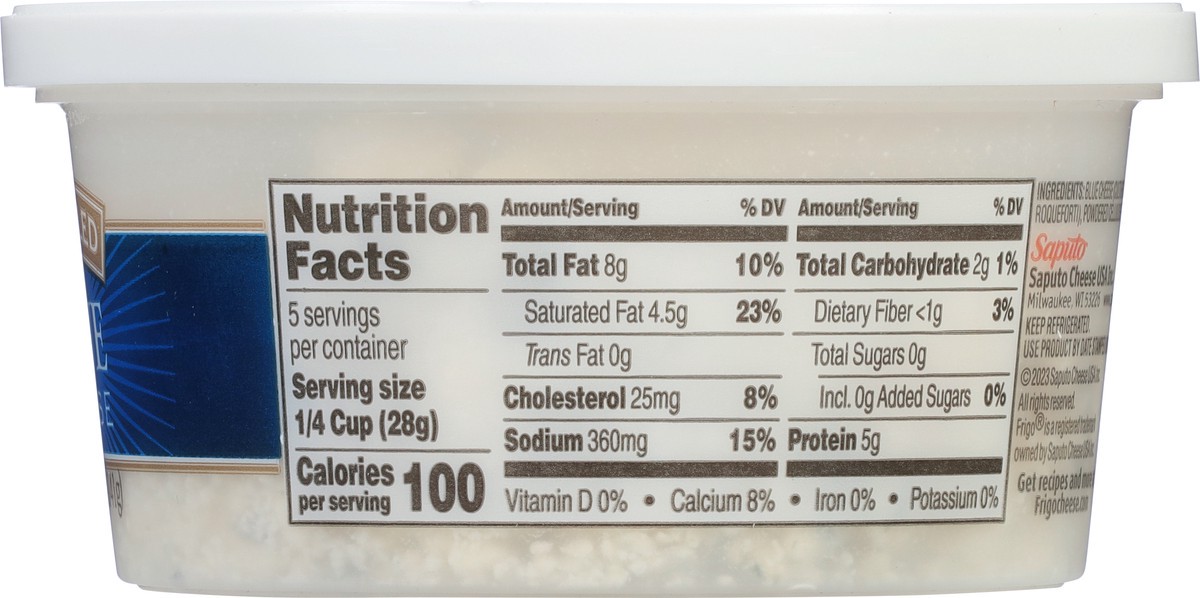 slide 8 of 12, Frigo Crumbled Blue Cheese 5 oz, 5 oz