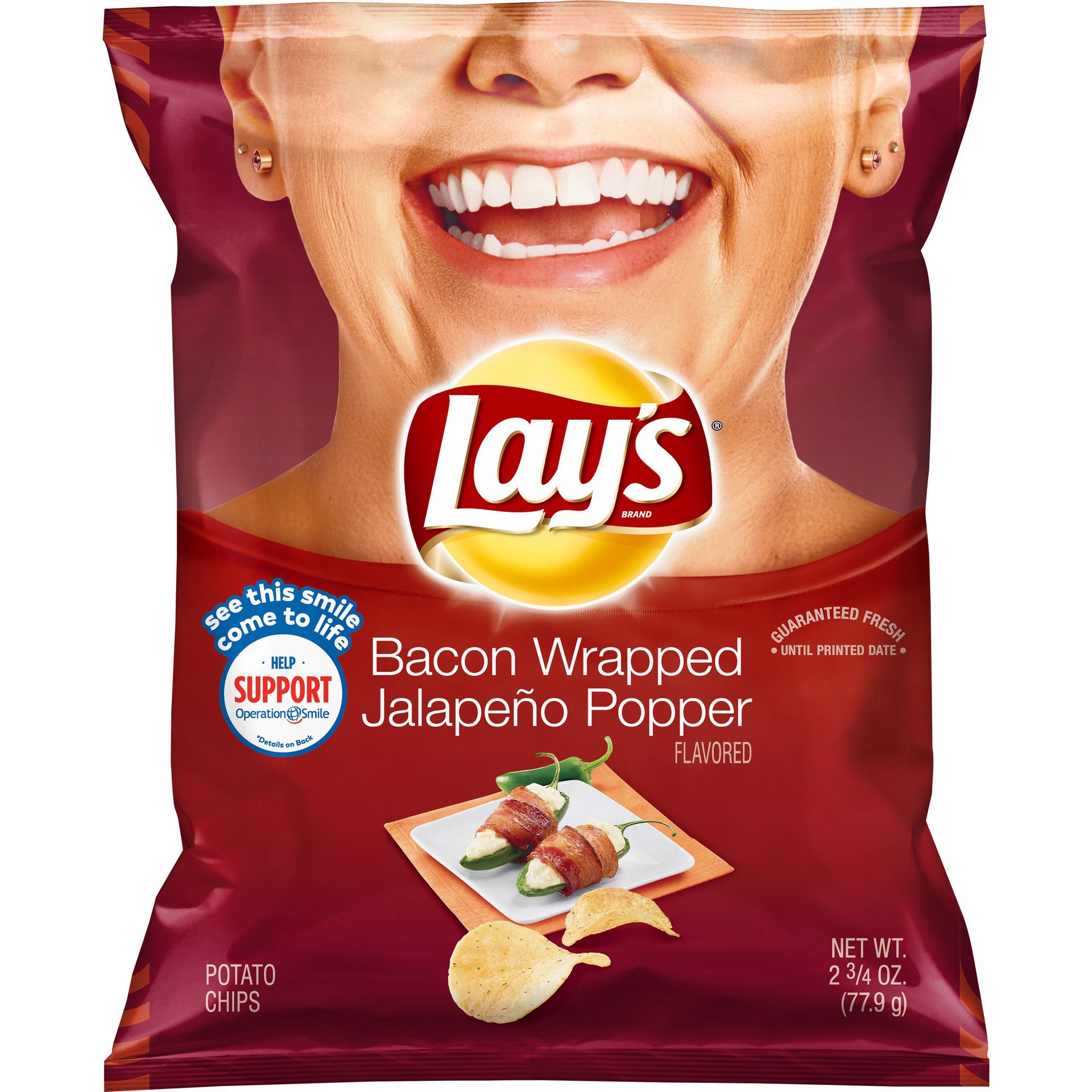 slide 1 of 4, Lay's Potato Chips Bacon Wrapped Jalapeno Popper Duet 2.75 Oz Bag, 2.75 oz