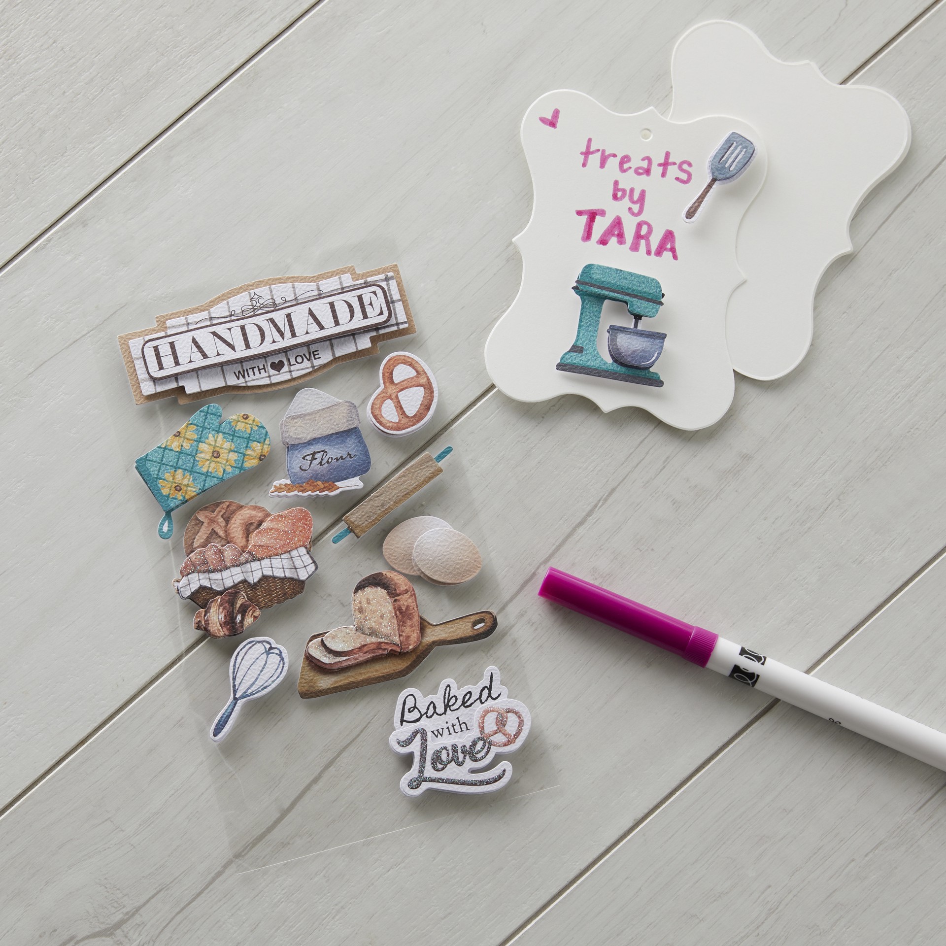 slide 4 of 7, Baked With Love Dimensional Stickers By Recollections, 3.875 in x 7 in