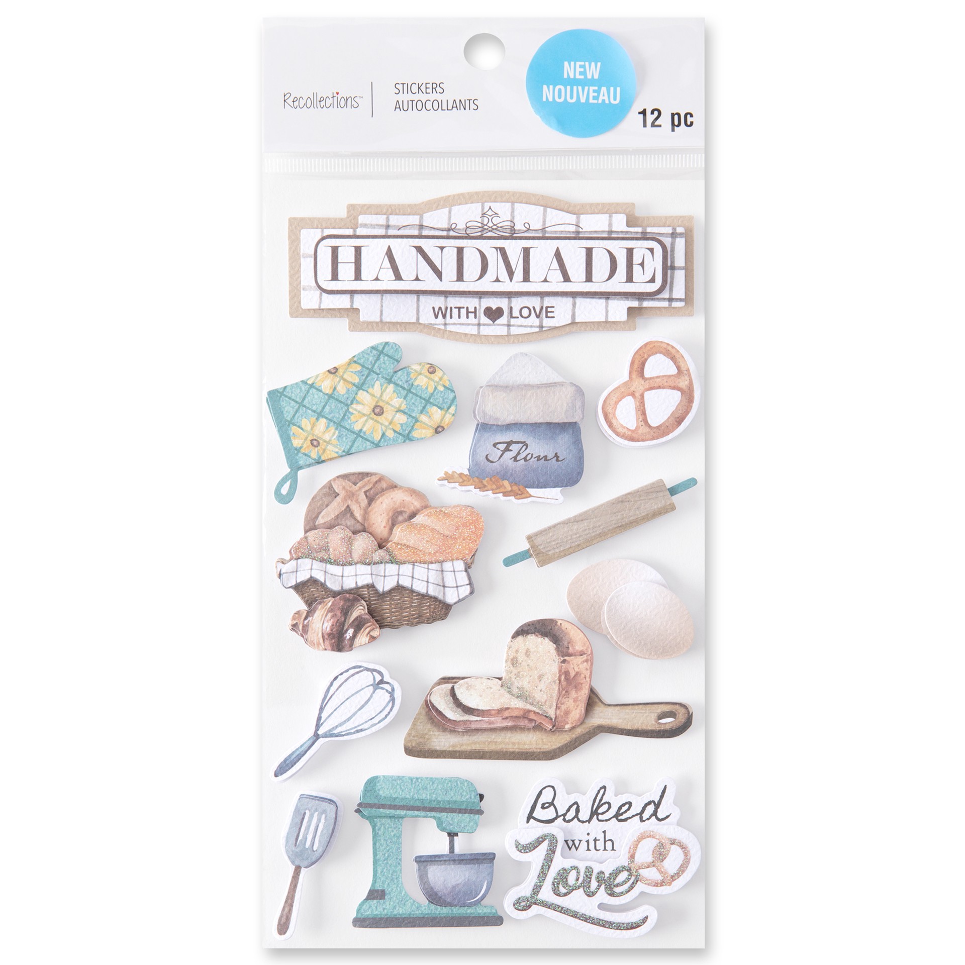 slide 2 of 7, Baked With Love Dimensional Stickers By Recollections, 3.875 in x 7 in