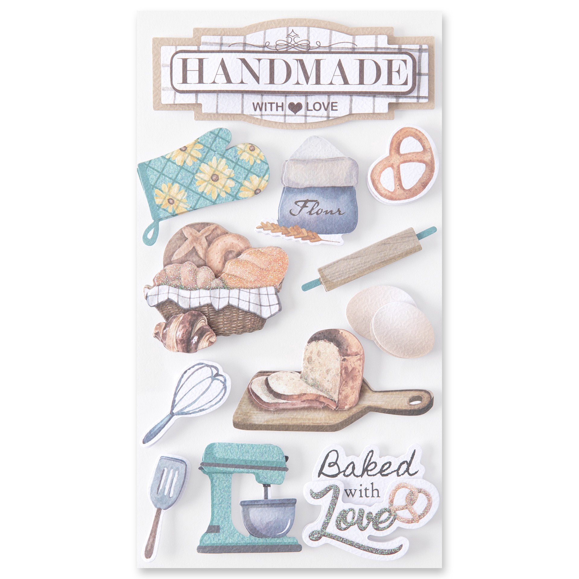 slide 3 of 7, Baked With Love Dimensional Stickers By Recollections, 3.875 in x 7 in