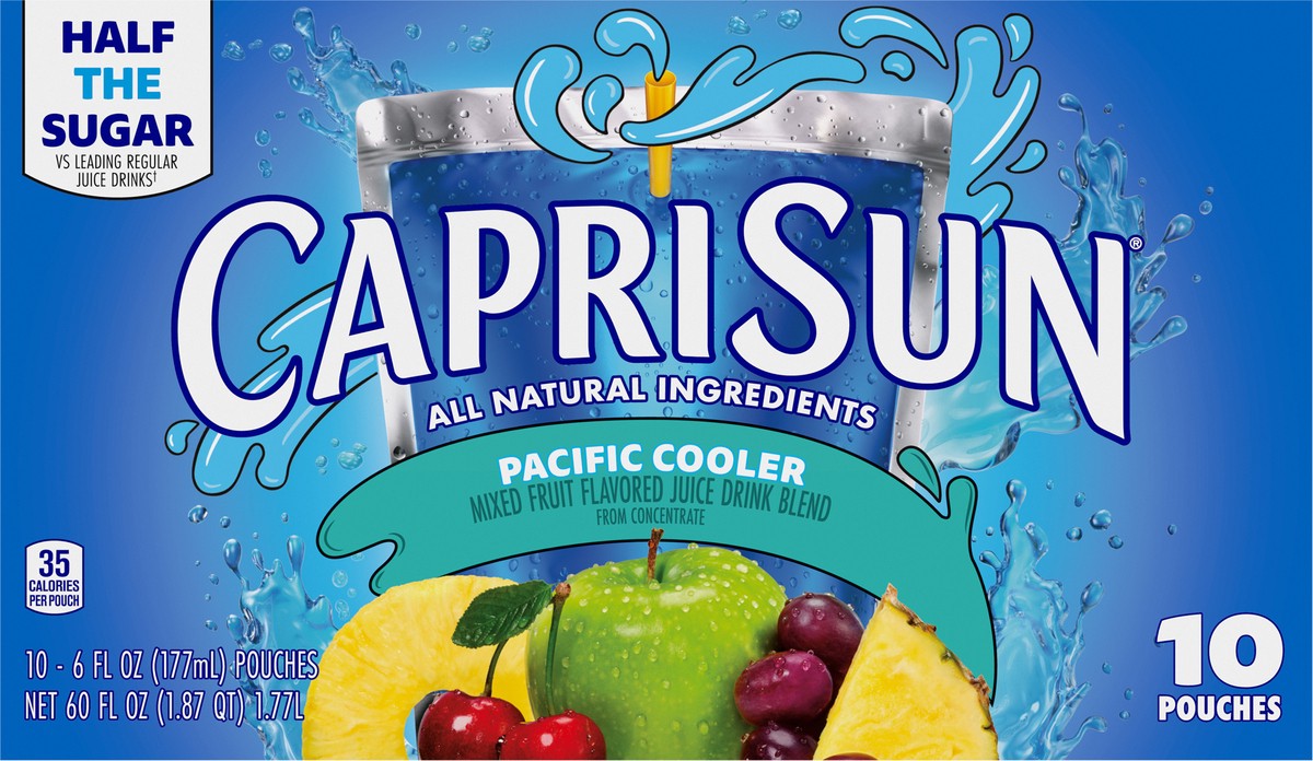 slide 9 of 9, Capri Sun Pacific Cooler Mixed Fruit Flavored Juice Drink Blend, 10 ct Box, 6 fl oz Pouches, 10 ct