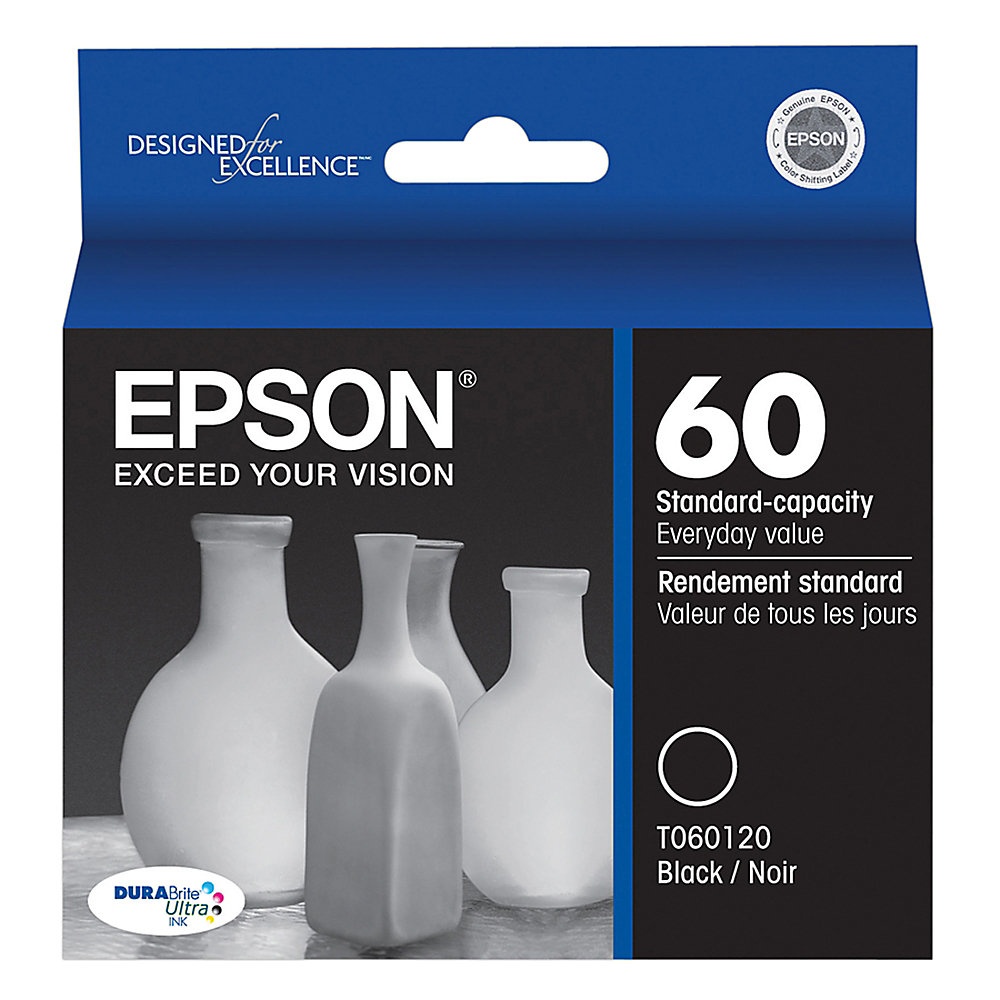 slide 1 of 1, Epson 60, (T060120-S) Durabrite Ultra Black Ink Cartridge, 1 ct