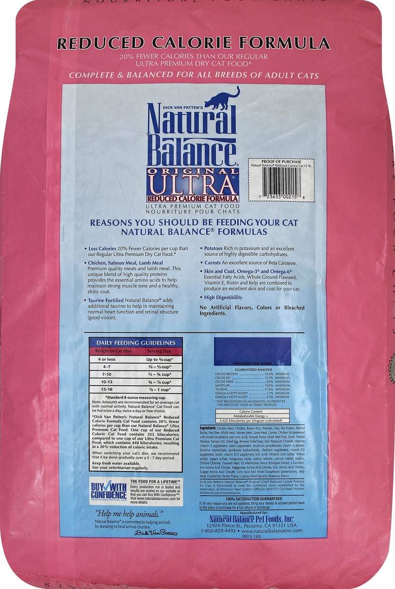 slide 5 of 8, Natural Balance Cat Food 15 lb, 15 lb