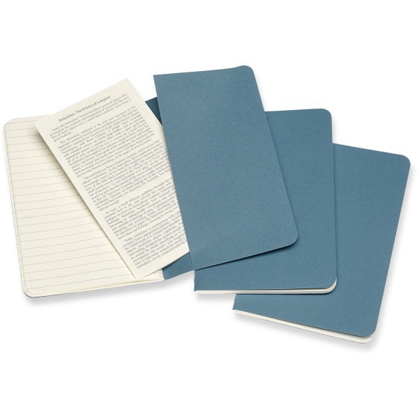 slide 3 of 5, Moleskine Cahier Journals, 3-1/2" X 5-1/2", Ruled, 64 Pages (32 Sheets), Brisk Blue, Set Of 3 Journals, 32 ct