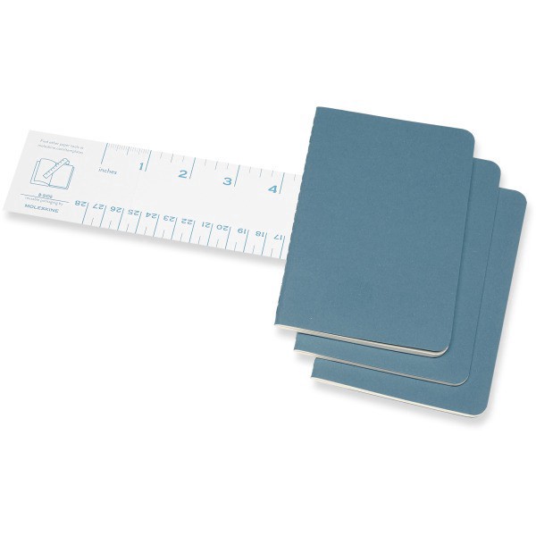 slide 2 of 5, Moleskine Cahier Journals, 3-1/2" X 5-1/2", Ruled, 64 Pages (32 Sheets), Brisk Blue, Set Of 3 Journals, 32 ct