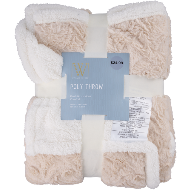 slide 1 of 1, Fall Fest Poly-Filled Throw Blanket, Cream, 1 ct