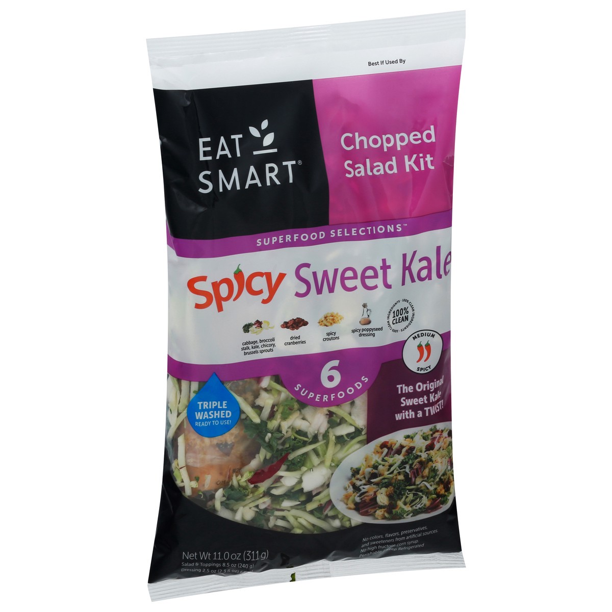 slide 2 of 14, Eat Smart Superfood Selections Medium Spicy Sweet Kale Chopped Salad Kit 11.0 oz, 11 oz