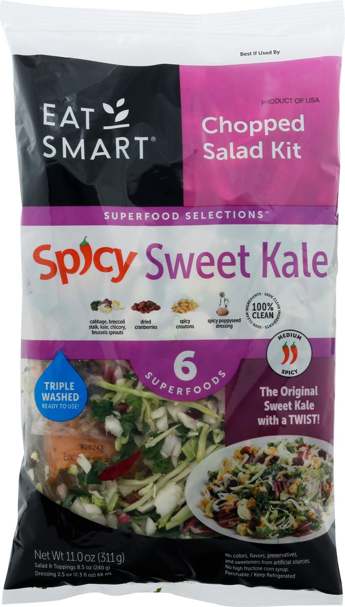 slide 7 of 14, Eat Smart Superfood Selections Medium Spicy Sweet Kale Chopped Salad Kit 11.0 oz, 11 oz
