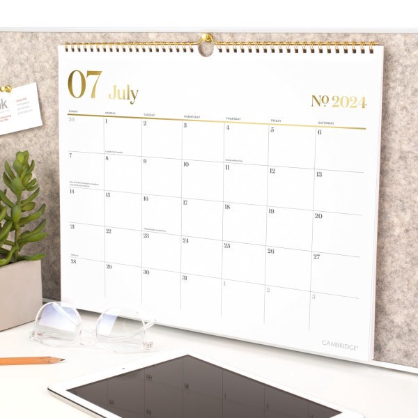 slide 5 of 7, 2024-2025 Cambridge Workstyle Academic Monthly Wall Calendar, 15"" X 12"", White, July 2024 To June 2025, 1606-707A, 1 ct