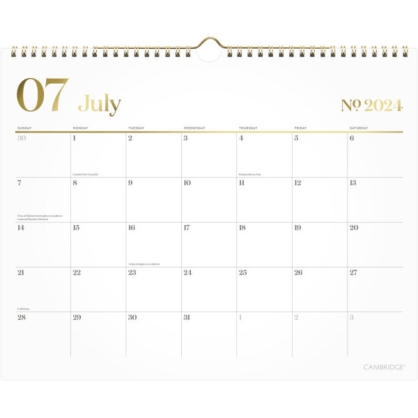 slide 4 of 7, 2024-2025 Cambridge Workstyle Academic Monthly Wall Calendar, 15"" X 12"", White, July 2024 To June 2025, 1606-707A, 1 ct