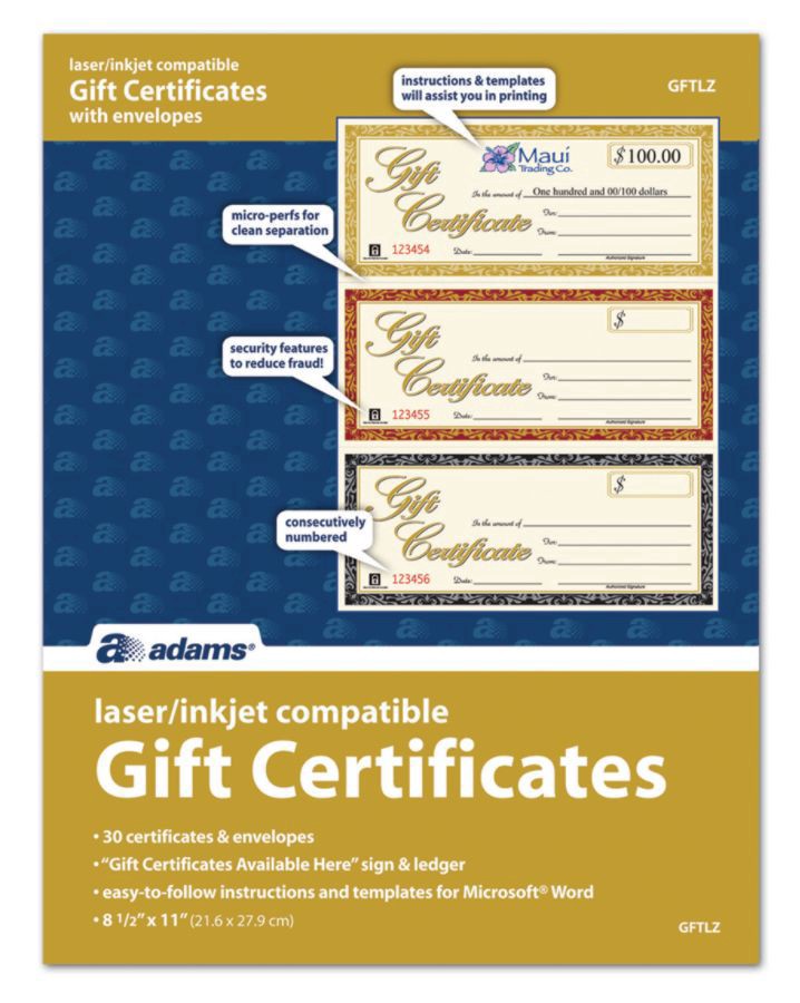 slide 2 of 2, Adams Gift Certificates Kit, 30 ct