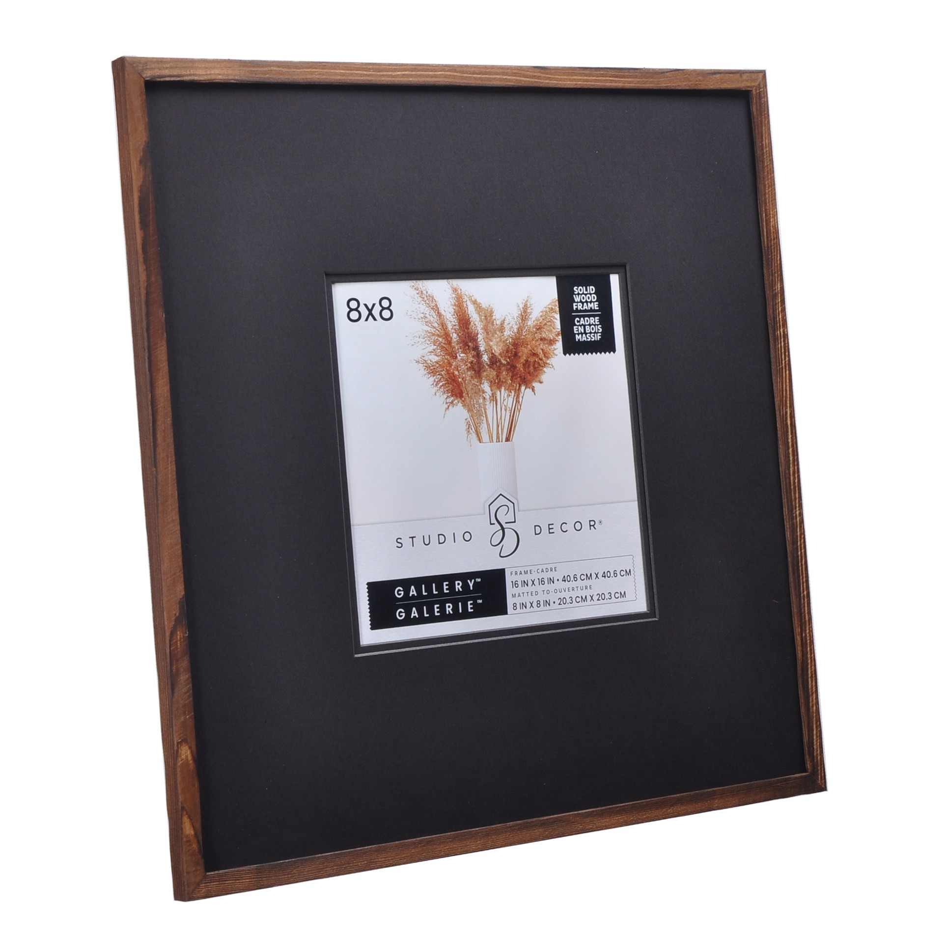 slide 5 of 6, Gallery Dark Wood Frame With Mat By Studio Decor, 8 in x 8 in mat