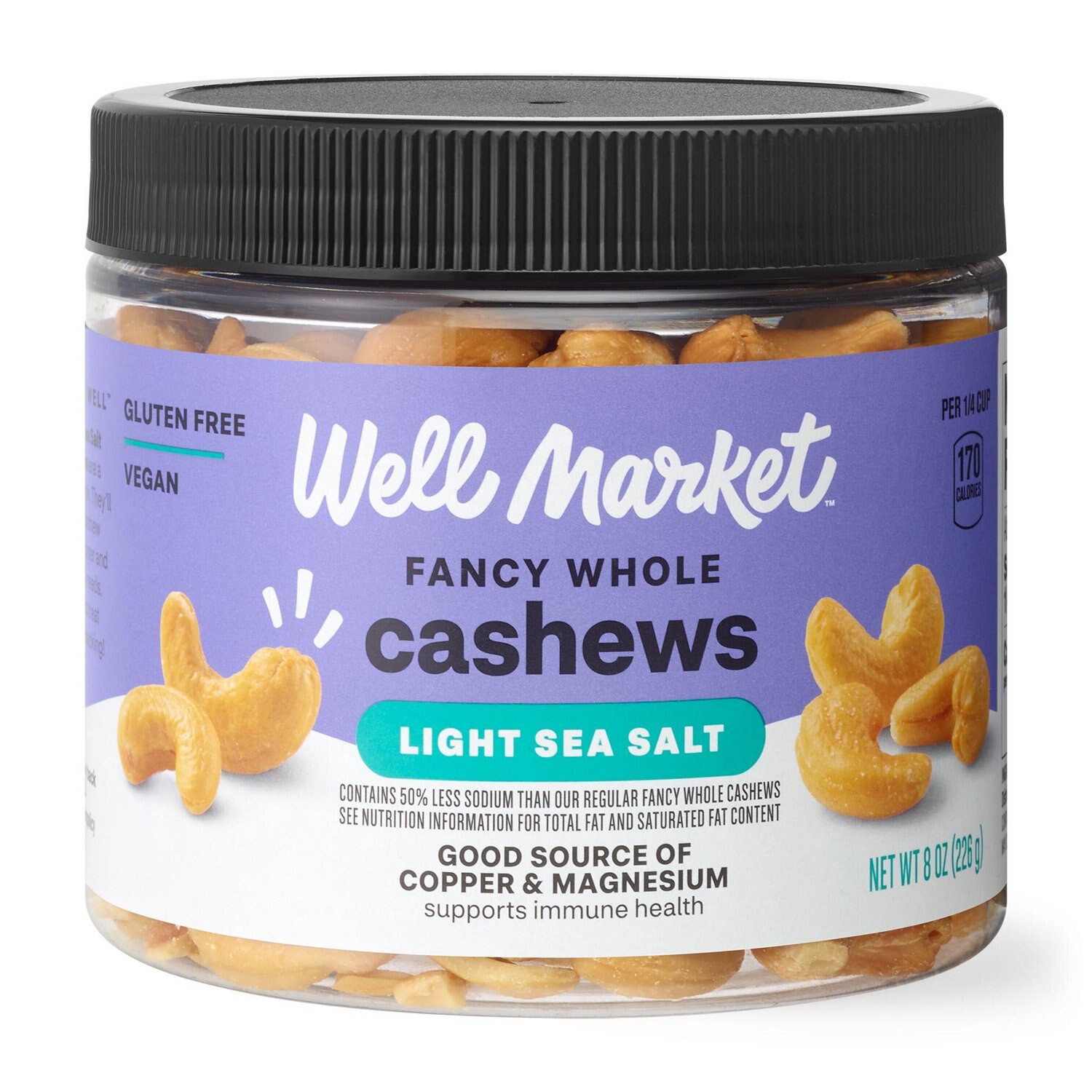 slide 1 of 7, Well Market Lightly Salted Whole Cashews, 8 oz, 8 oz