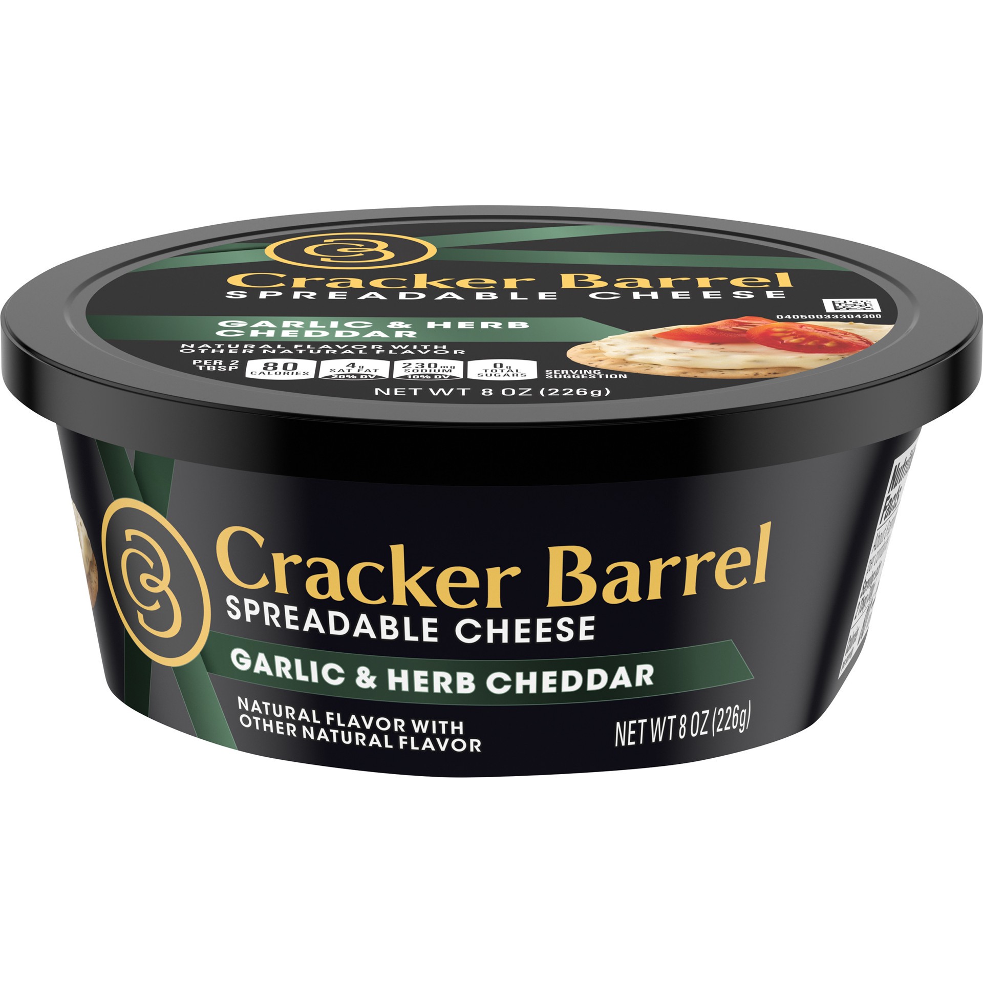 slide 1 of 1, Cracker Barrel Garlic & Herb Cheddar Spreadable Cheese, 8 oz