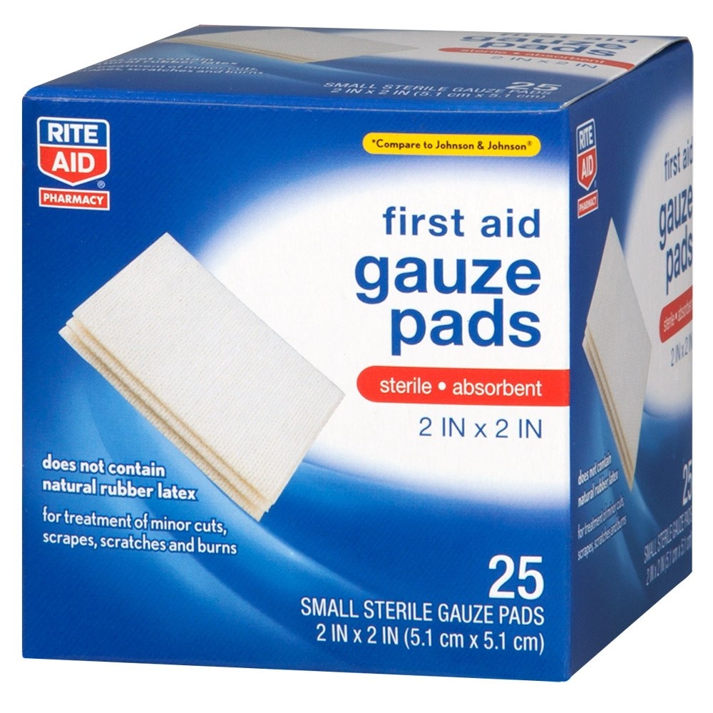 slide 1 of 1, Rite Aid Ra Gauze Pad 2X, 25 ct