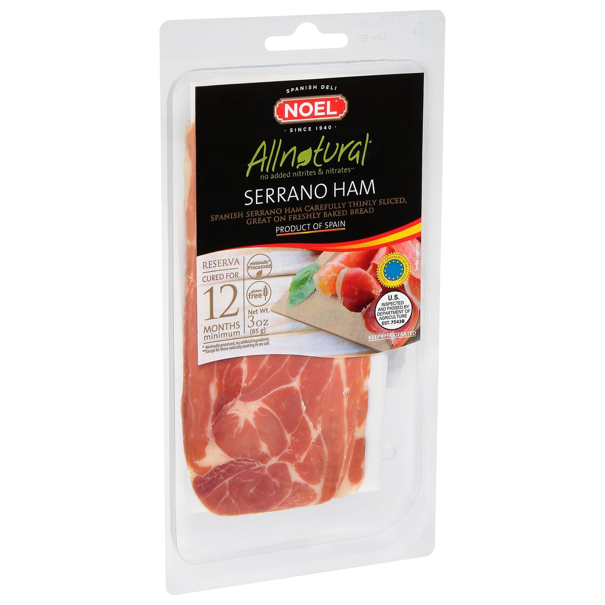 slide 8 of 11, Noel All Natural Serrano Sliced Ham, 3 oz