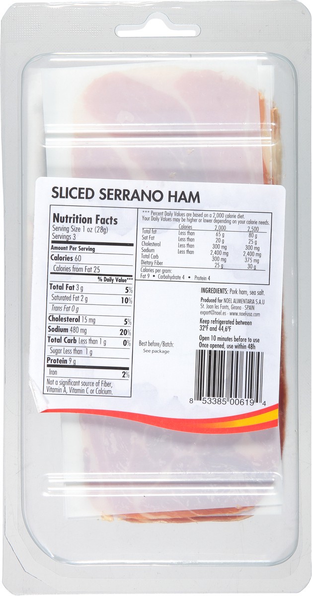 slide 9 of 11, Noel All Natural Serrano Sliced Ham, 3 oz