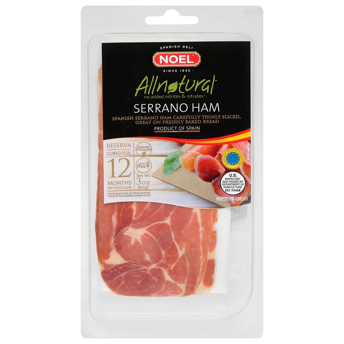 slide 6 of 11, Noel All Natural Serrano Sliced Ham, 3 oz