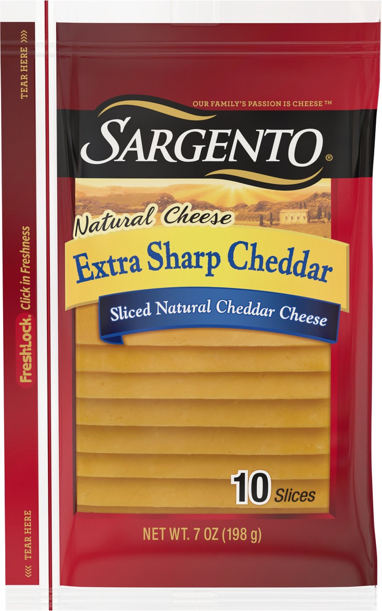slide 4 of 8, Sargento Extra Sharp Natural Cheddar Cheese Slices, 10 ct