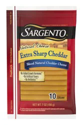 Sargento Sliced Extra Sharp Natural Cheddar Cheese, 10 Slices