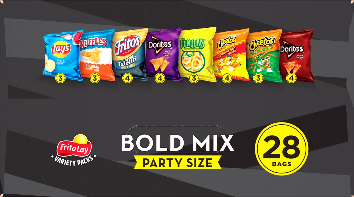 slide 11 of 11, Frito-Lay Variety Packs Party Size Bold Mix Snacks 28 ea Box, 28 ct