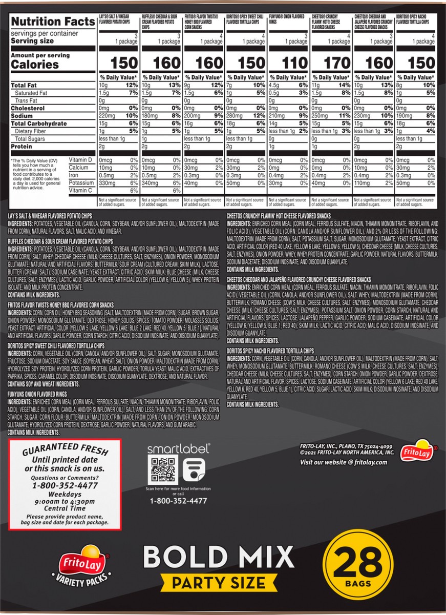slide 6 of 11, Frito-Lay Variety Packs Party Size Bold Mix Snacks 28 ea Box, 28 ct