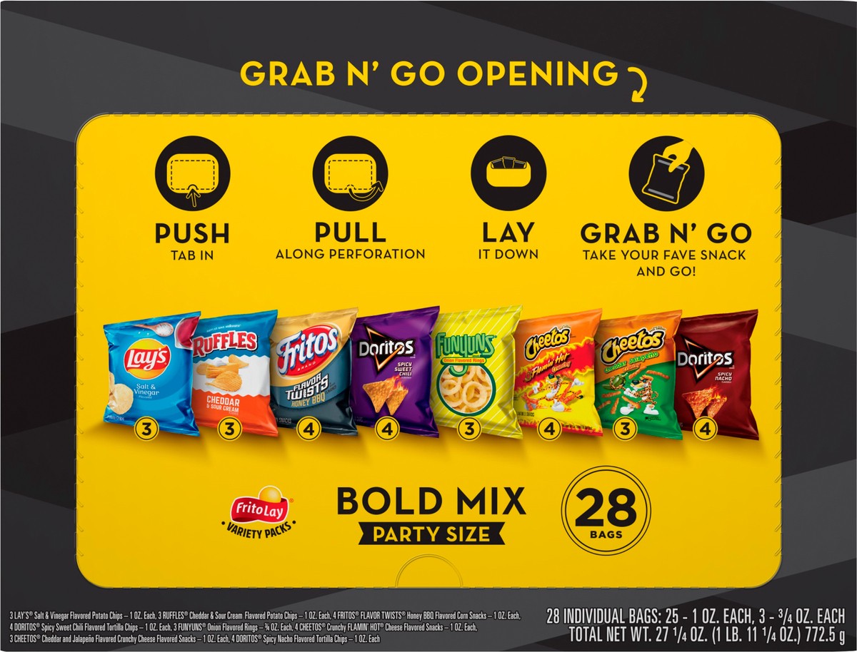 slide 3 of 11, Frito-Lay Variety Packs Party Size Bold Mix Snacks 28 ea Box, 28 ct