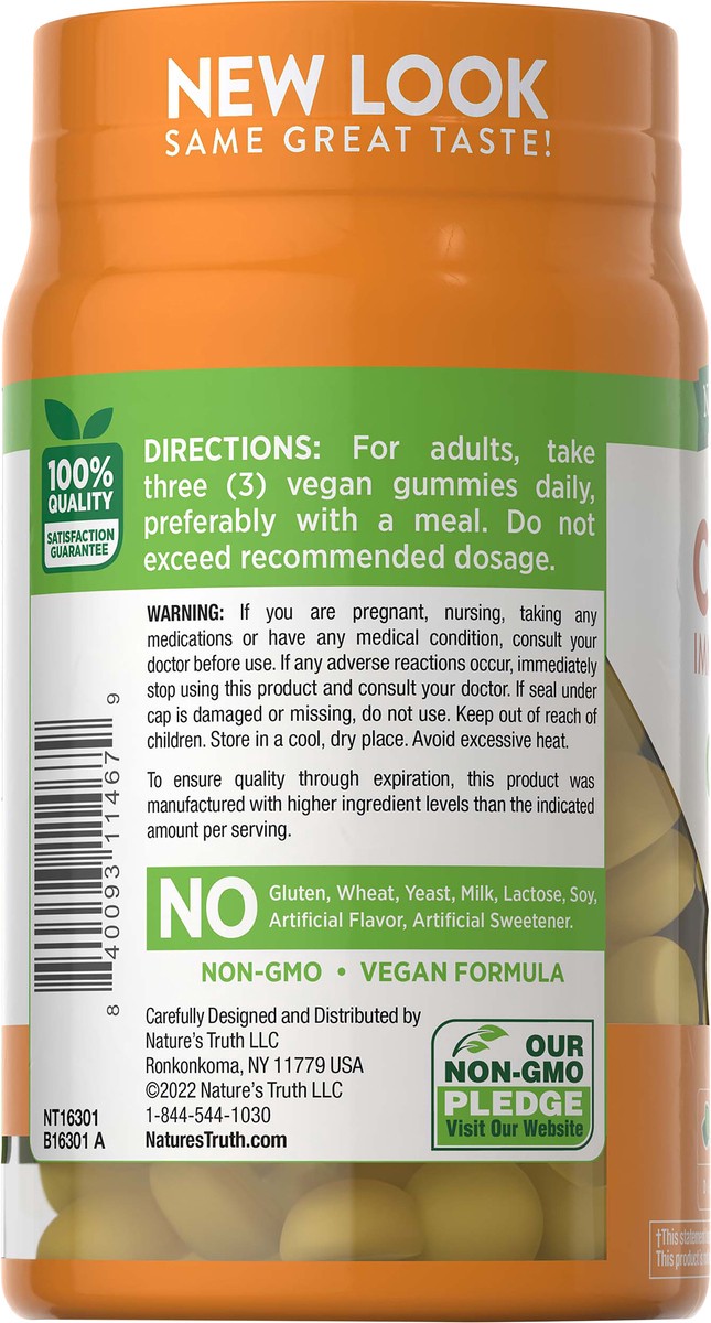 slide 3 of 5, Nature's Truth Natures Truth Immune Support + Manuka Honey Zinc Gummies Natural Honey Lemon Flavor Vitamin C 60 ea, 60 ct