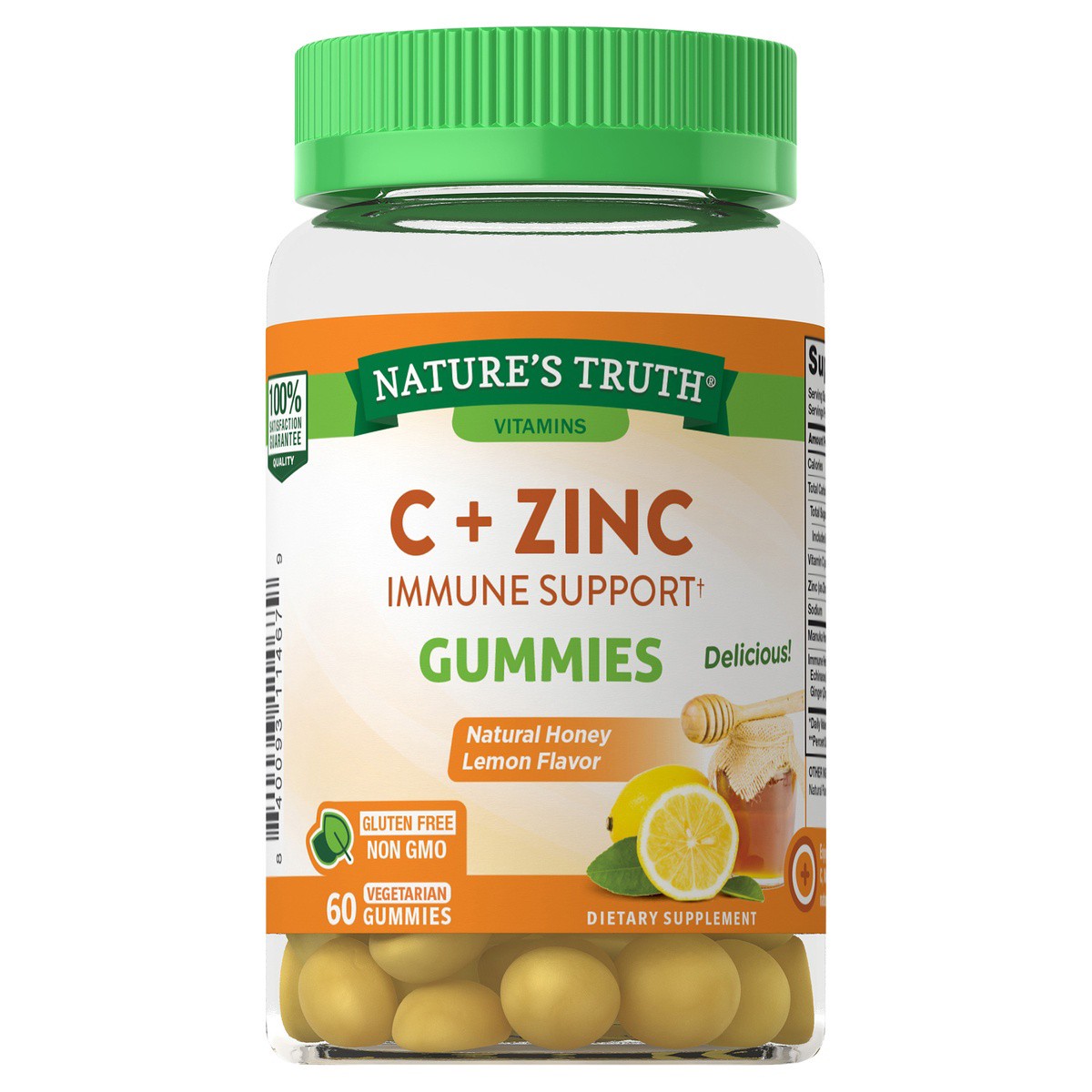 slide 1 of 5, Nature's Truth Natures Truth Immune Support + Manuka Honey Zinc Gummies Natural Honey Lemon Flavor Vitamin C 60 ea, 60 ct