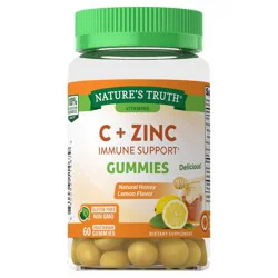 Nature's Truth Vitamin C + Zinc Immune Support Lemon Gummies, 60 Count