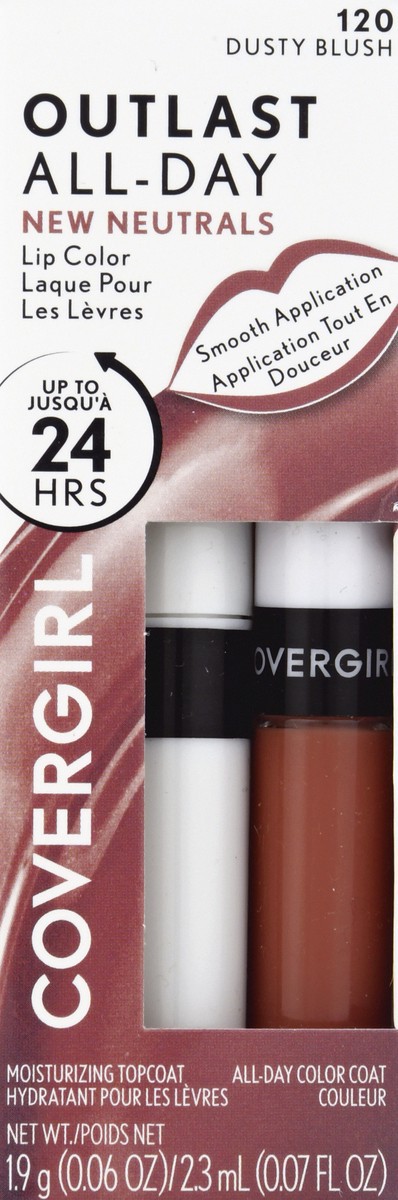slide 8 of 9, Covergirl Outlast All-Day Dusty Blush 120 Lip Color with Topcoat 1 ea, 1 ct