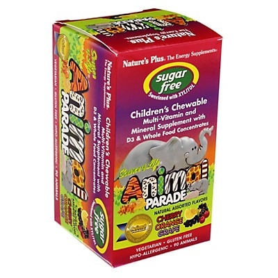 slide 1 of 1, Nature's Plus Source of Life Animal Parade Childrens Multivitamin Sugar-Free Assorted Flavors Chewables, 90 ct