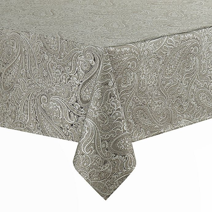 slide 1 of 2, Waterford Linens Esmerelda Oblong Tablecloth - Taupe, 70 in x 126 in