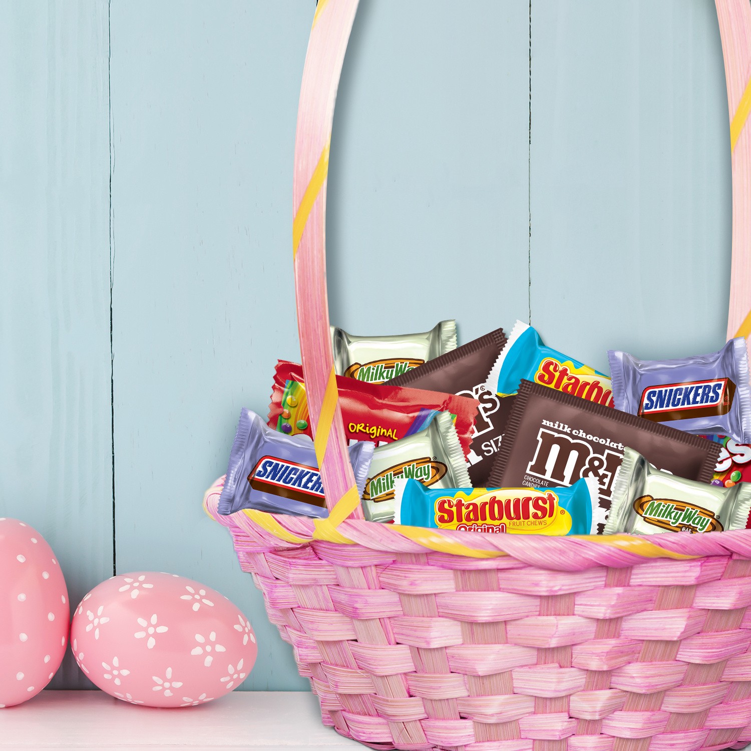 slide 5 of 8, Wrigley SKITTLES, M&M'S, SNICKERS, Starburst & MILKY WAY Easter Candy Variety Pack - 160 Ct Bulk Bag, 59.76 oz
