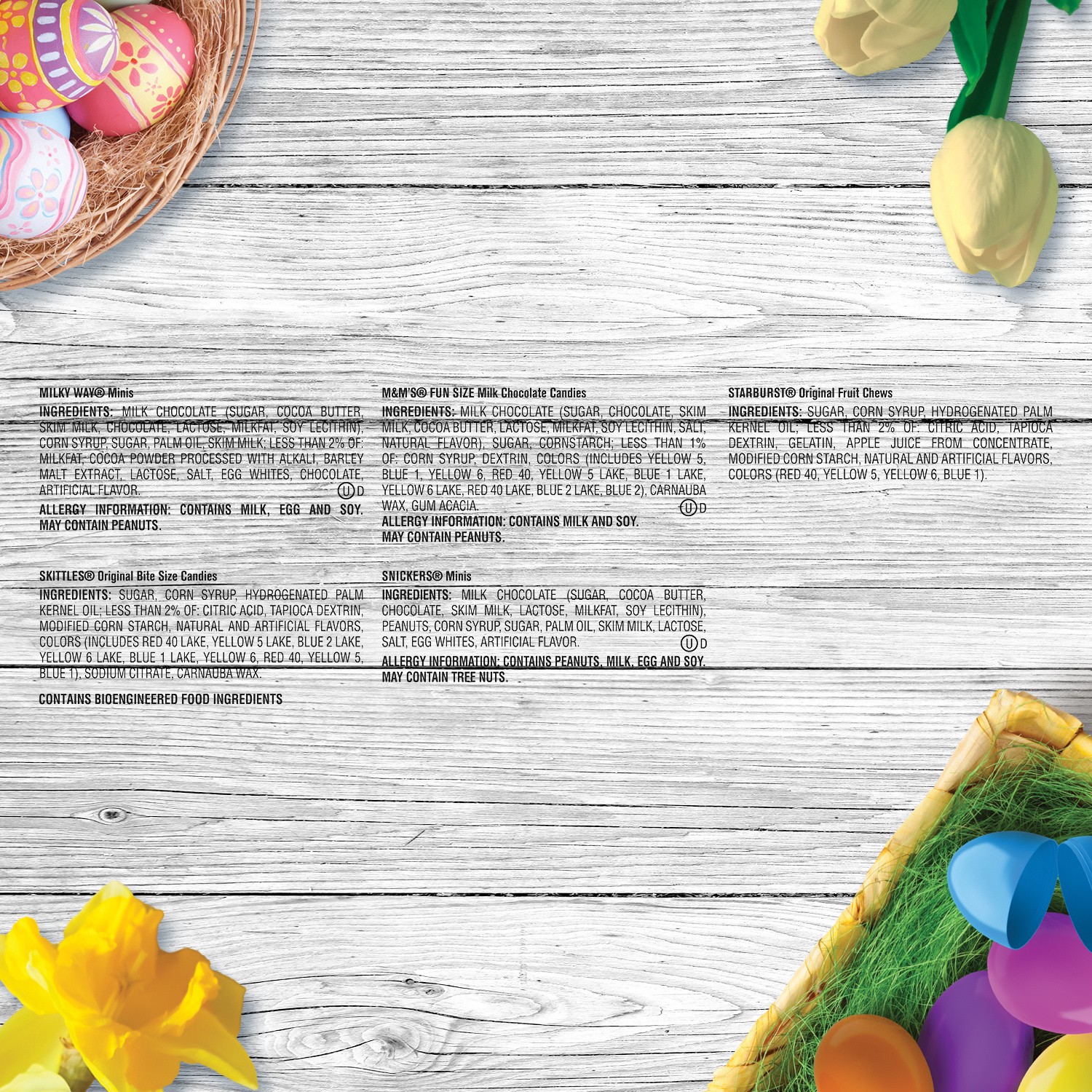 slide 4 of 8, Wrigley SKITTLES, M&M'S, SNICKERS, Starburst & MILKY WAY Easter Candy Variety Pack - 160 Ct Bulk Bag, 59.76 oz