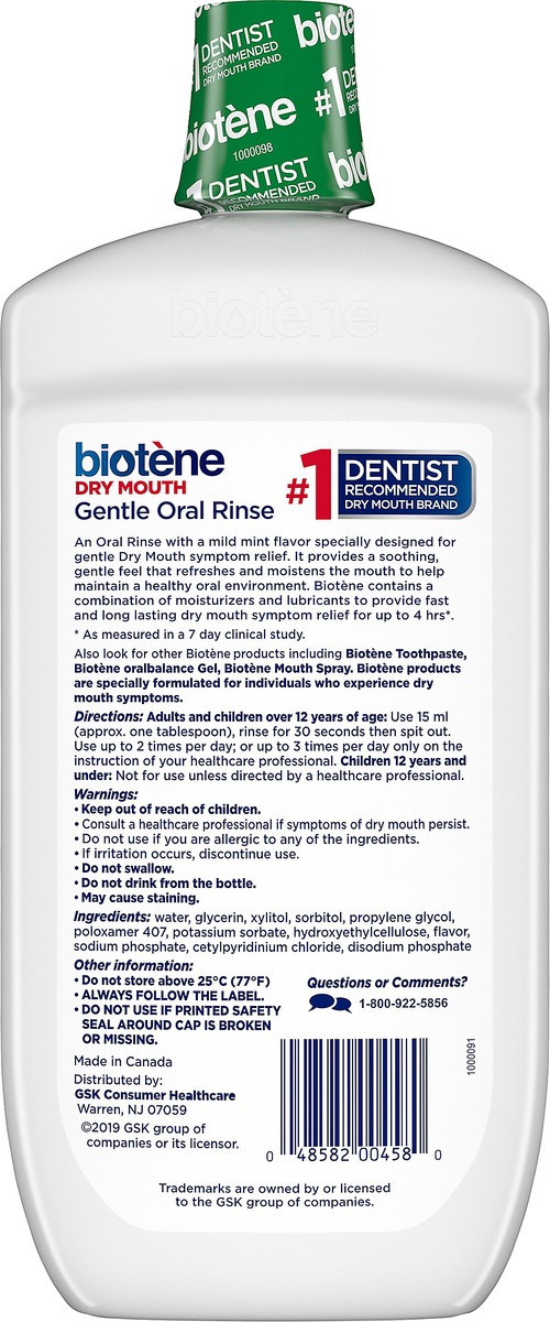 slide 9 of 11, Biotène Dry Mouth Gentle Mint Oral Rinse 33.8 oz, 33.8 oz