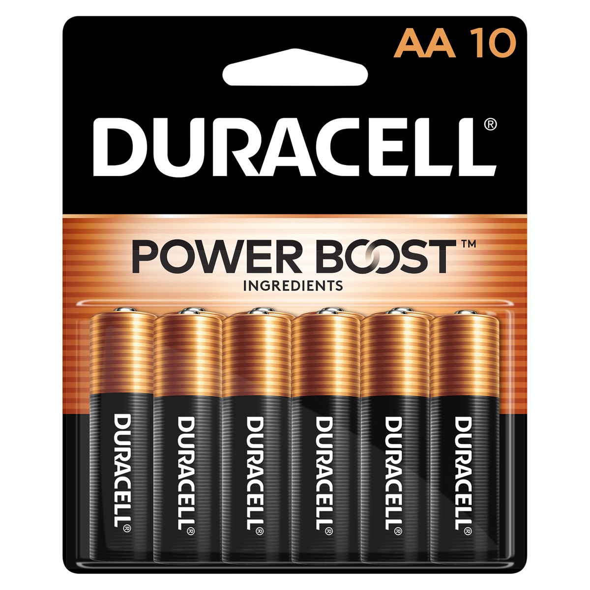 slide 1 of 1, Duracell Coppertop AA Alkaline Batteries, 10/Pack, 10 ct
