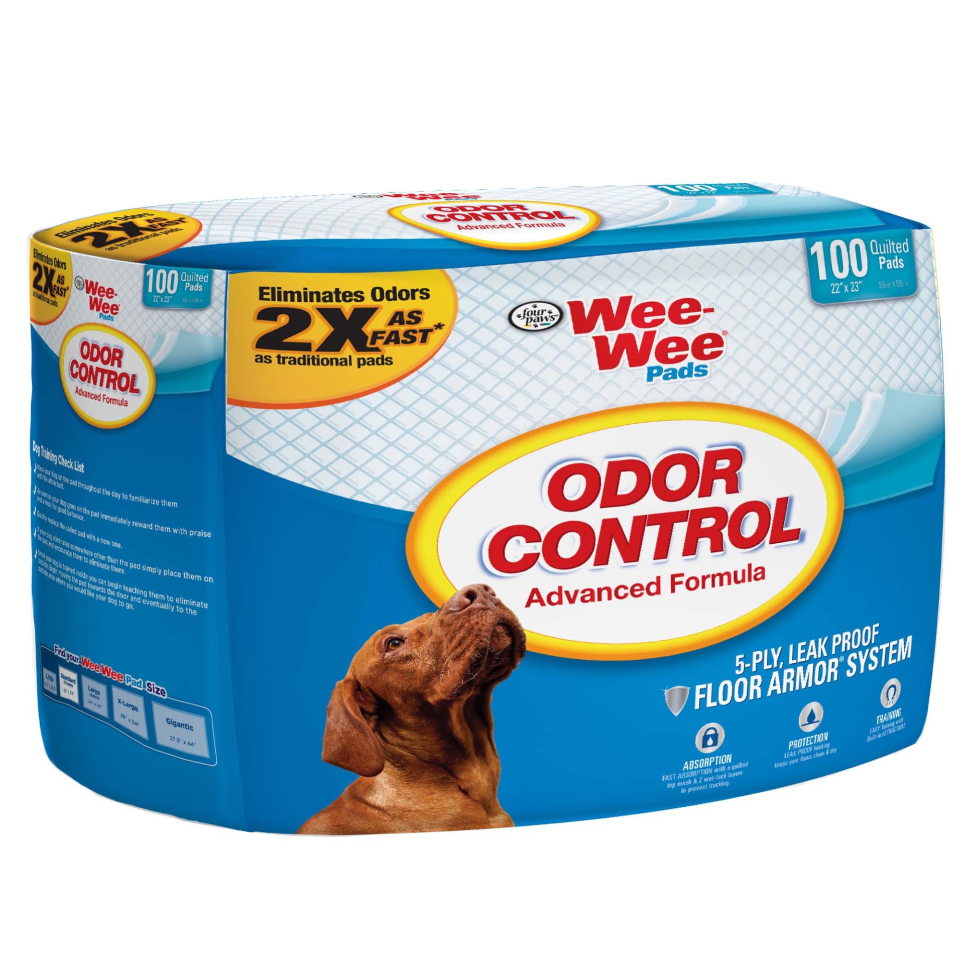 slide 1 of 1, Four Paws Wee-Wee Odor Control Potty Pads, 100 ct