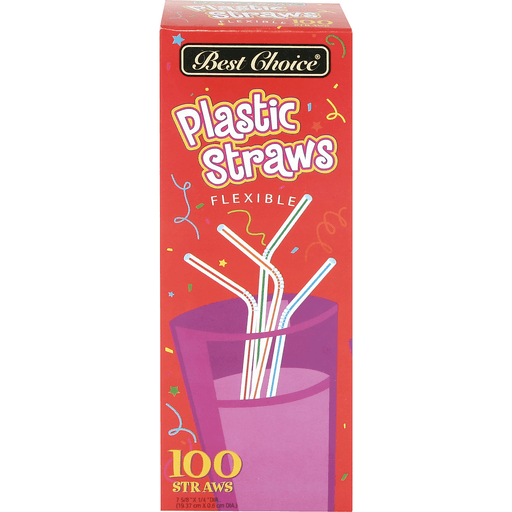 slide 1 of 1, Best Choice Flexible Plastic Straws, 100 ct