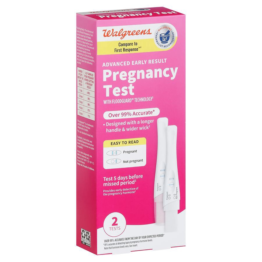 slide 1 of 5, Walgreens Advanced Early Result Pregnancy Test, 2 ct