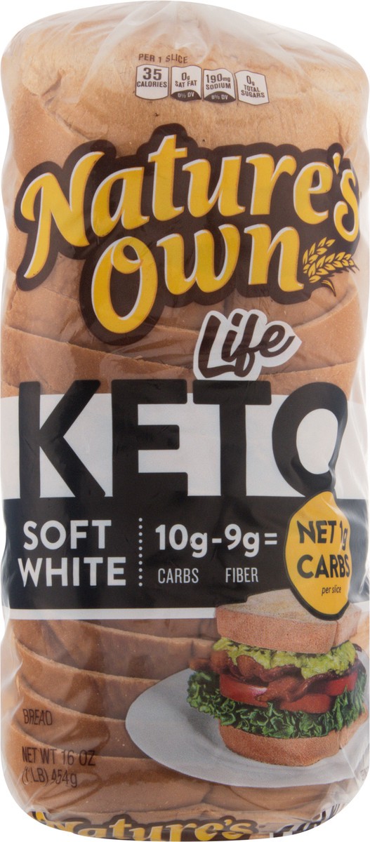 slide 7 of 9, Nature's Own Life Keto Soft White Bread, Net 1 Carb Sliced White Keto Bread, 16 oz Loaf, 16 oz