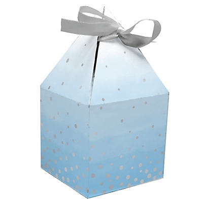 slide 1 of 1, Creative Converting Blue & Silver Celebrations Foil Favor Boxes with Ribbon, 8 ct