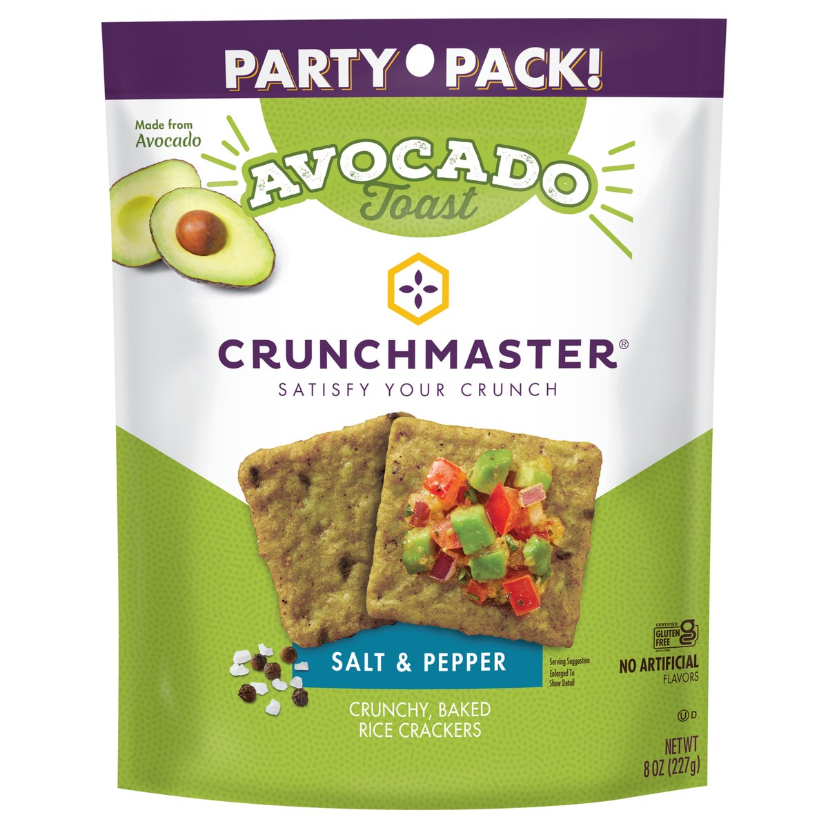 slide 1 of 6, Crunchmaster Avocado Toast Salt & Pepper Party Pack, 8 oz