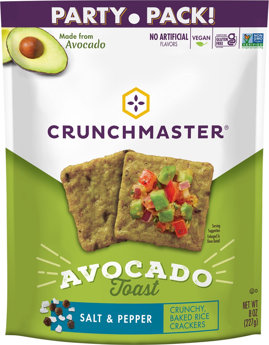 slide 2 of 6, Crunchmaster Avocado Toast Salt & Pepper Party Pack, 8 oz