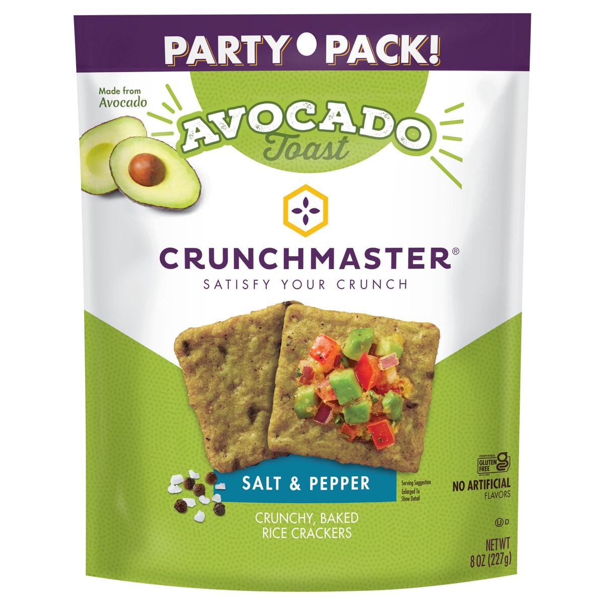 slide 1 of 6, Crunchmaster Avocado Toast Salt & Pepper Party Pack, 8 oz
