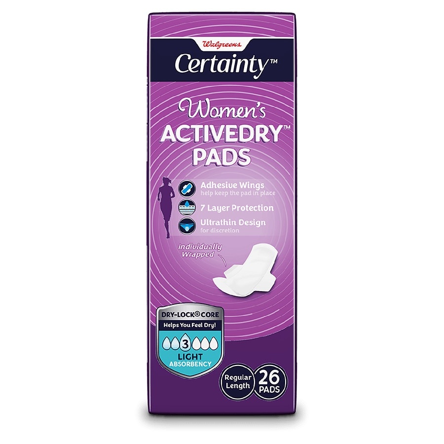 slide 1 of 1, Walgreens Certainty Women's ActiveDry Pads, 26 ct