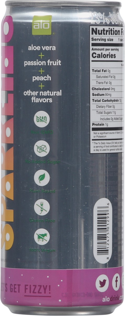 slide 3 of 9, ALO Juice Aloe Sparkling Passionfruit Peach- 11.2 fl oz, 11.2 fl oz