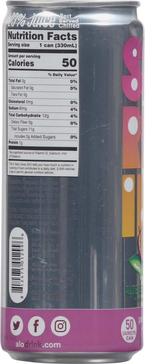 slide 5 of 9, ALO Juice Aloe Sparkling Passionfruit Peach- 11.2 fl oz, 11.2 fl oz